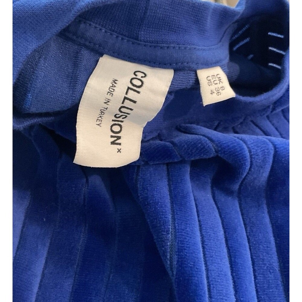 ASOS COLLUSION Blue Logo Oversized Tunic Top Size US 4 - Picture 5 of 5